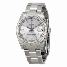 Rolex Lady Datejust 31 Silver Index Dial Oyster Bracelet 18k White Gold Fluted Bezel Watch 178274SSO