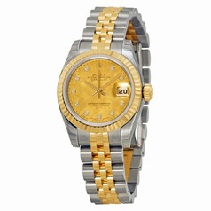 Rolex Lady Datejust Champagne Goldust Mother of Pearl Dial Automatic Stainless Steel 18kt Yellow Gold Ladies Watch 179173CGDMDJ