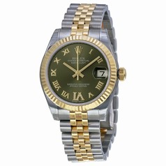 Rolex Lady Datejust Automatic Green Dial Jubilee and Stainless Steel Band Ladies Watch 178273GNRJ