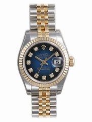 Rolex Datejust Black and Blue Diamond Dial Jubilee Bracelet Two Tone Ladies Watch 179173BKBLDJ
