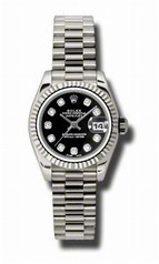 Rolex Datejust Black Dial Automatic White Gold Ladies Watch 179179BKDP