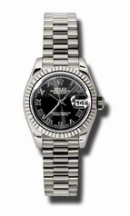 Rolex Datejust Black Dial Automatic White Gold Ladies Watch 179179BKRP
