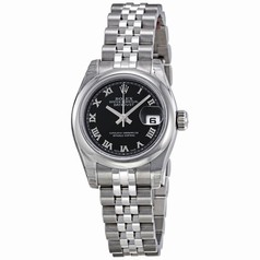 Rolex Datejust Black Dial Stainless Steel Automatic Ladies Watch 179160BKRJ