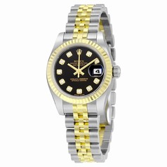 Rolex Datejust Black Diamond Dial Jubilee Bracelet Two Tone Ladies Watch 179173BKDJ