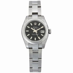Rolex Datejust Black Index Dial Oyster Bracelet Ladies Watch 179160BKSO