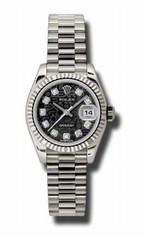 Rolex Datejust Black Jubilee Dial Automatic White Gold Ladies Watch 179179BKJDP
