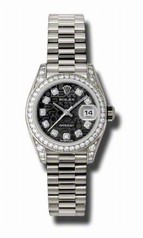 Rolex Lady Datejust Black Jubilee Diamond Dial 18k White Gold Diamond Bezel and Case President Bracelet Watch 179159BKJDP
