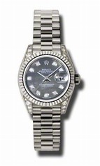 Rolex Datejust Black Mother of Pearl Dial Automatic White Gold Ladies Watch 179239BKMDP