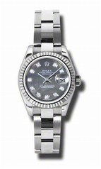 Rolex Datejust Black Mother of Pearl Diamond Dial Automatic Ladies Watch 179174BKMDO