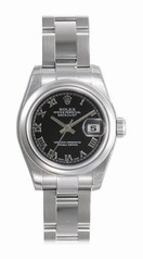 Rolex Datejust Black Roman Dial Oyster Bracelet Ladies Watch 179160BKRO