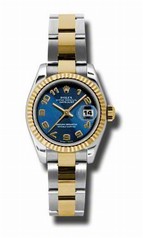 Rolex Datejust Blue Dial Automatic Stainless Steel and 18kt Yellow Gold Ladies Watch 179173BLCAO