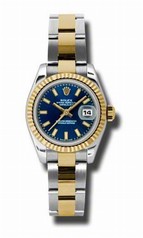 Rolex Datejust Blue Dial Automatic Stainless Steel and 18kt Yellow Gold Ladies Watch 179173BLSO