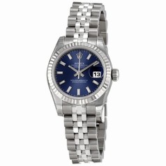 Rolex Datejust Blue Dial Jubilee Bracelet White Gold Bezel Ladies Watch 179174BLSJ