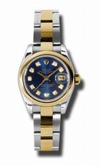 Rolex Datejust Blue Diamond DIal Steel and Yellow Gold Ladies Watch 179163BLDO