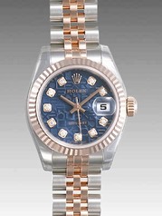 Rolex Datejust Blue Jubilee Diamond Dial 18k Rose Gold Fluted Bezel Two Tone Ladies Watch 179171BLJDJ