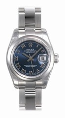Rolex Datejust Blue Roman Dial Oyster Bracelet Ladies Watch 179160BLRO