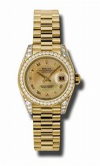 Rolex Lady Datejust Champagne Decorated Mother of Pearl Roman Dial Diamond Case and Bezel 179158CMRP