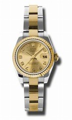 Rolex Datejust Champagne Dial Automatic Stainless Steel and 18kt Yellow Gold Ladies Watch 179173CCAO