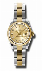 Rolex Datejust Champagne Dial Automatic Stainless Steel and 18kt Yellow Gold Ladies Watch 179173CDO