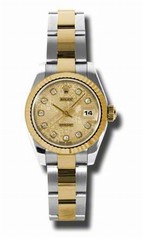 Rolex Datejust Champagne Dial Automatic Stainless Steel and 18kt Yellow Gold Ladies Watch 179173CJDO