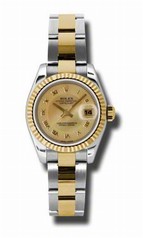 Rolex Datejust Champagne Dial Automatic Stainless Steel and 18kt Yellow Gold Ladies Watch 179173CMRO