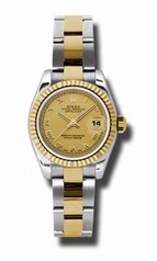 Rolex Datejust Champagne Dial Automatic Stainless Steel and 18kt Yellow Gold Ladies Watch 179173CRO
