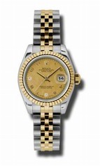 Rolex Datejust Champagne Diamond Dial Steel and 18kt Yellow Gold Ladies Watch 179173CGDMADJ