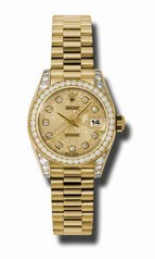 Rolex Lady Datejust Champagne Jubilee Diamond Dial Case and Bezel 18k Yellow Gold President Bracelet Watch 179158CJDP