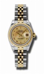 Rolex Datejust Champagne Mother of Pearl Dial Steel and Yellow Gold Ladies Watch 179173CMRJ