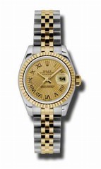 Rolex Datejust Champagne Sunburst Steel and Yellow Gold Ladies Watch 179173CSBRJ