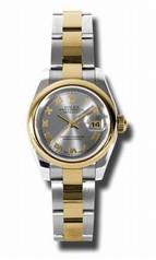 Rolex Datejust Grey Dial Steel and Yellow Gold Ladies Watch 179163GYRO