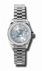 Rolex Datejust Ice Blue Dial Automatic Platinum Ladies Watch 179136IBLDP