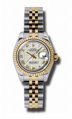 Rolex Datejust Ivory Pyramid Dial Steel and Yellow Gold Ladies Watch 179173IPRJ