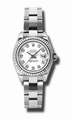 Rolex Datejust Lady Diamond White Dial 18 kt White Gold Bezel Ladies Watch 179174WDO