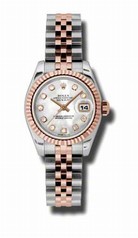 Rolex Datejust Mother of Pearl Diamond Dial 18k Rose Gold Fluted Bezel Two Tone Ladies Watch 179171MDJ
