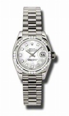 Rolex Datejust Mother of Pearl Diamond Dial Automatic White Gold Ladies Watch 179369MDP