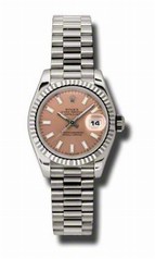 Rolex Datejust Pink Dial Automatic White Gold Ladies Watch 179179PSP