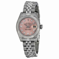 Rolex Lady Datejust Pink Diamond Dial Jubilee Bracelet 18k White Gold Fluted Bezel Ladies Watch 179174PDJ