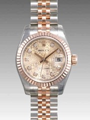 Rolex Datejust Pink Jubilee Diamond Dial 18k Rose Gold Fluted Bezel Two Tone Ladies Watch 179171PJDJ