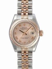 Rolex Datejust Pink Roman Dial 18k Rose Gold Fluted Bezel Two Tone Ladies Watch 179171PRJ
