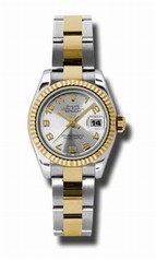 Rolex Datejust Silver Concentric Dial Automatic Stainless Steel and 18kt Yellow Gold Ladies Watch 179173SCAO