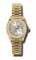 Rolex Datejust Silver Dial Automatic Yellow Gold Ladies Watch 179138SDP