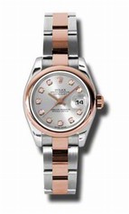 Rolex Datjeust Silver Diamond Steel and Pink Gold Oyster Ladies Watch 179161SDO
