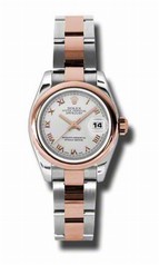 Rolex Datejust Silver Dial Steel and Pink Gold Oyster Ladies Watch 179161SRO