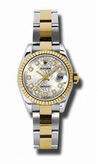 Rolex Datejust Silver Jubilee Dial Automatic Stainless Steel and 18kt Yellow Gold Ladies Watch 179173SJDO