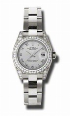 Rolex Lady Datejust Silver Roman Dial 18k White Gold Diamond Case and Bezel Oyster Bracelet Watch 179159SRO
