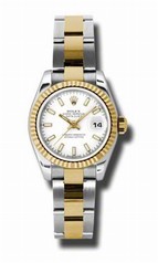 Rolex Datejust White Dial Automatic Stainless Steel and 18kt Yellow Gold Ladies Watch 179173WSO