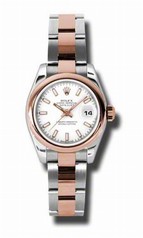 Rolex Datejust White Dial Steel and Pink Gold Oyster Ladies Watch 179161WSO