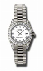 Rolex Lady Datejust White Roman Dial 18k White Gold Diamond Bezel and Case President Bracelet Watch 179159WRP
