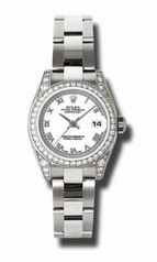 Rolex Lady Datejust White Roman Dial 18k White Gold Diamond Case and Bezel Oyster Bracelet Watch 179159WRO